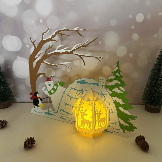 Bear Xmas 4 - 3D Christmas Lantern File - Cricut File -