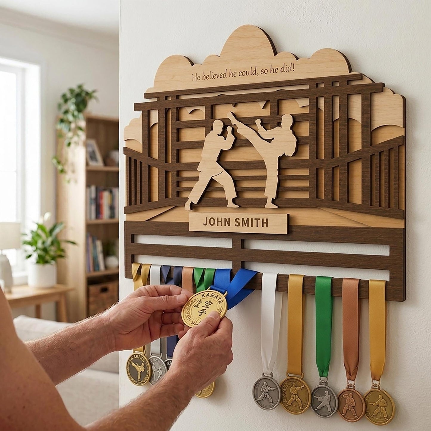 Personalized Martial Arts Medal Holder – Karate Wrestling Medal Display