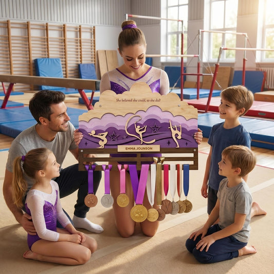 Gymnastics Medal Holder Personalized – Custom Gymnast Medal Hanger with Name