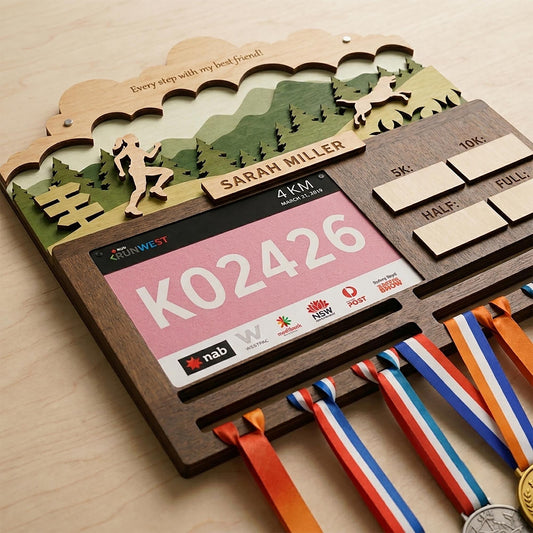 Running with Dog Medal Holder – Race Bib Display & Race Tracker