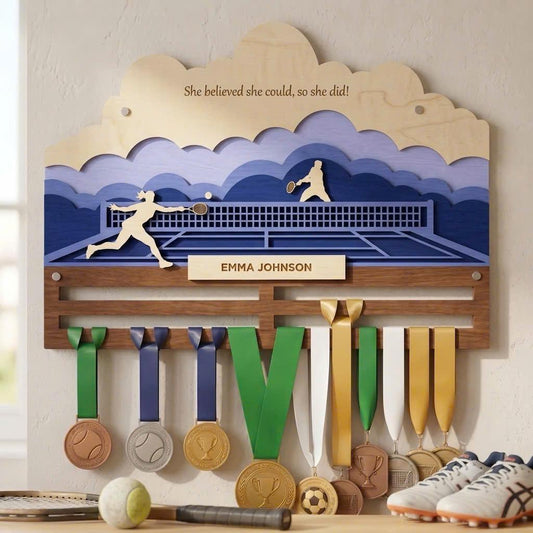 Tennis Medal Holder Personalized – Custom Tennis Medal Hanger with Name