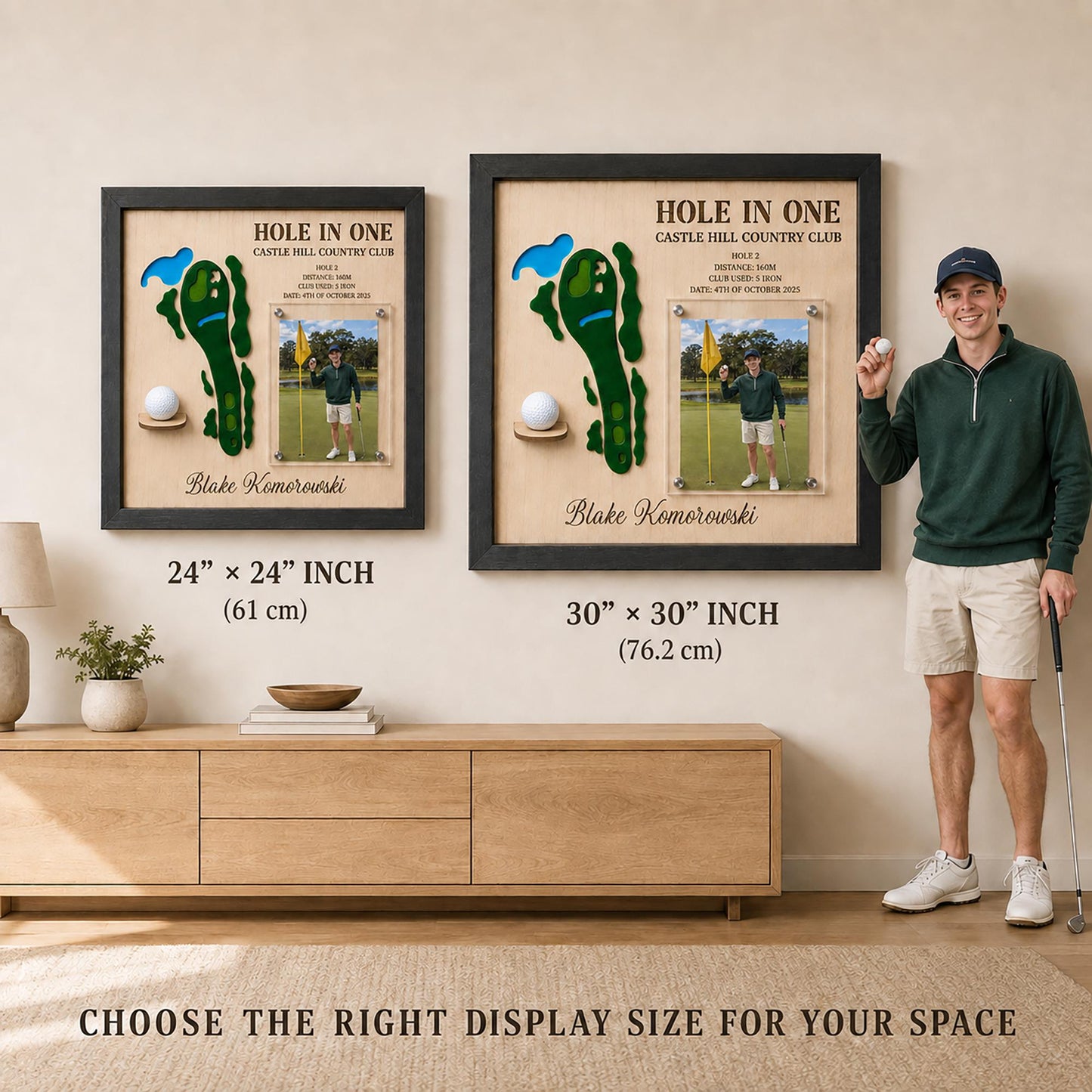 Hole in One Golf Ball Display – Personalized 3D Golf Course Map Shadow Box