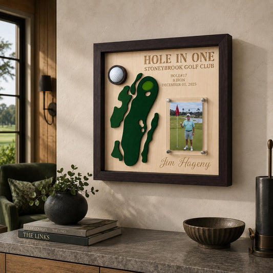Hole in One Gift for Him – Personalized 3D Golf Course Map Ball Display