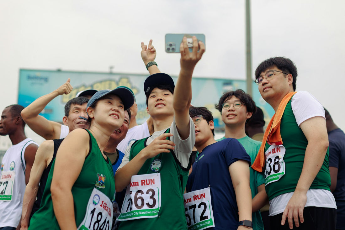 Group of athletes together after a race