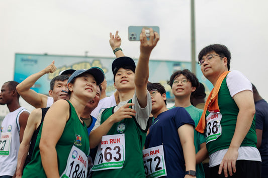 Group of athletes together after a race
