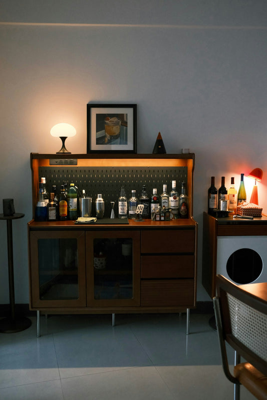 Golf-themed home bar and man cave decor with personalized display