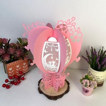 Cat Couple - 3D Valentine Lantern Air Balloon File  - Cricut File  -
