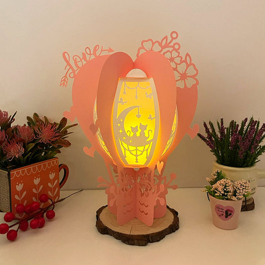 Cat Couple - 3D Valentine Lantern Air Balloon File  - Cricut File  -