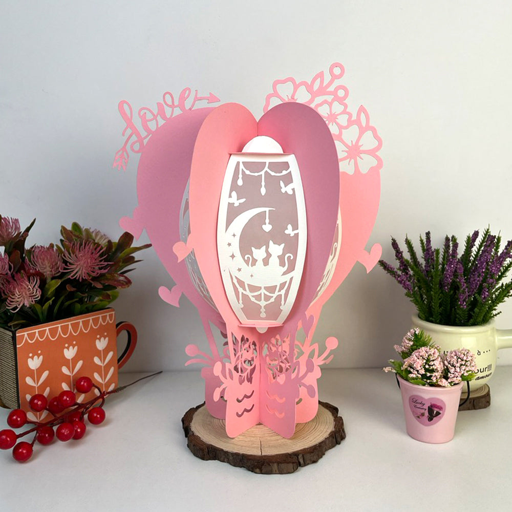 Cat Couple - 3D Valentine Lantern Air Balloon File  - Cricut File  -