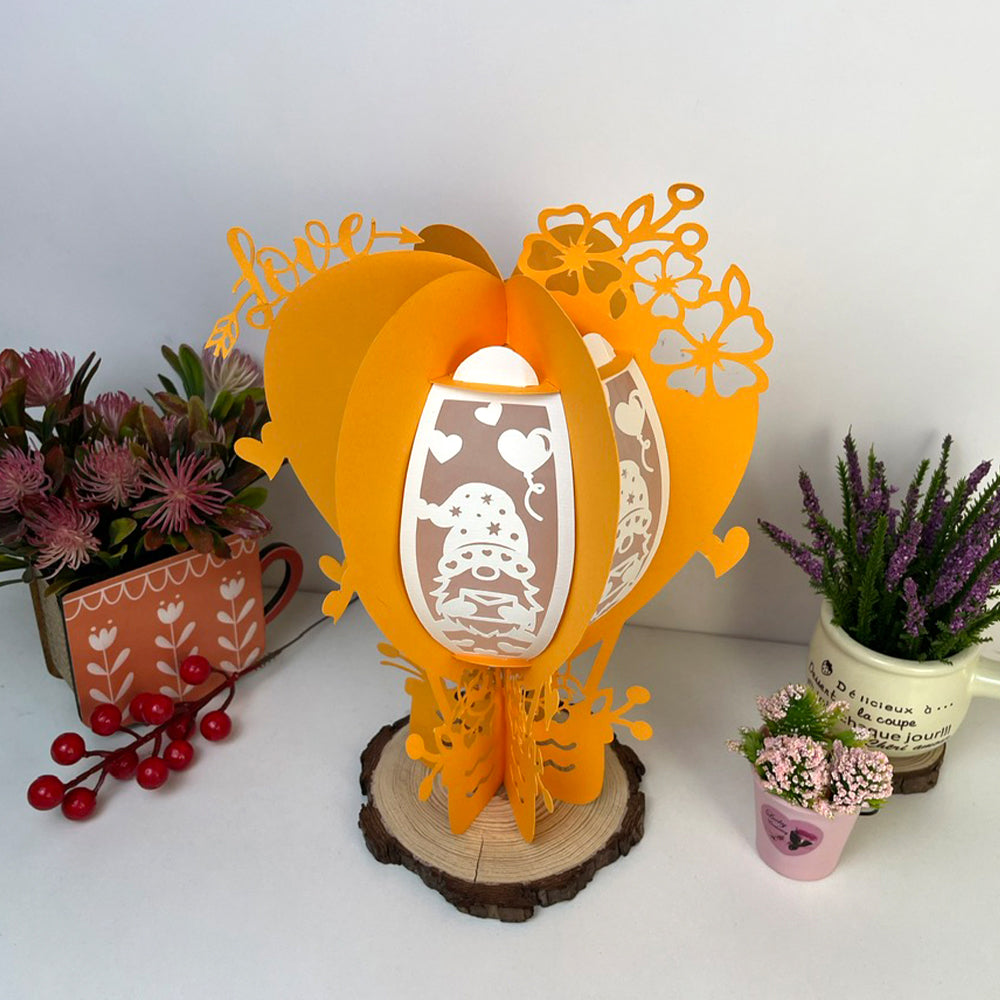 Gnome Love - 3D Valentine Lantern Air Balloon File  - Cricut File  -
