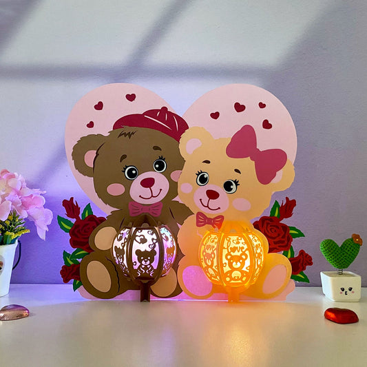 Bear Couple - 3D Valentine Lantern File - Cricut File  -