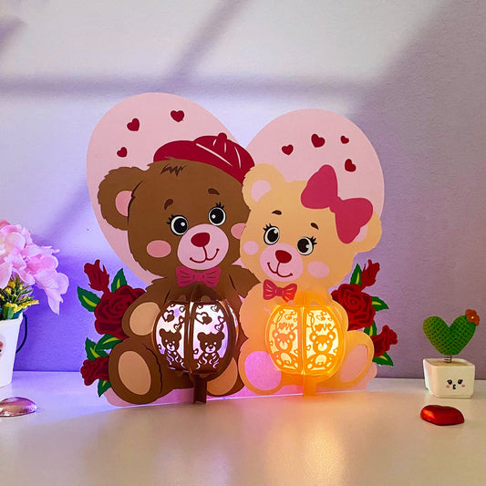 Bear Couple - 3D Valentine Lantern File - Cricut File  -