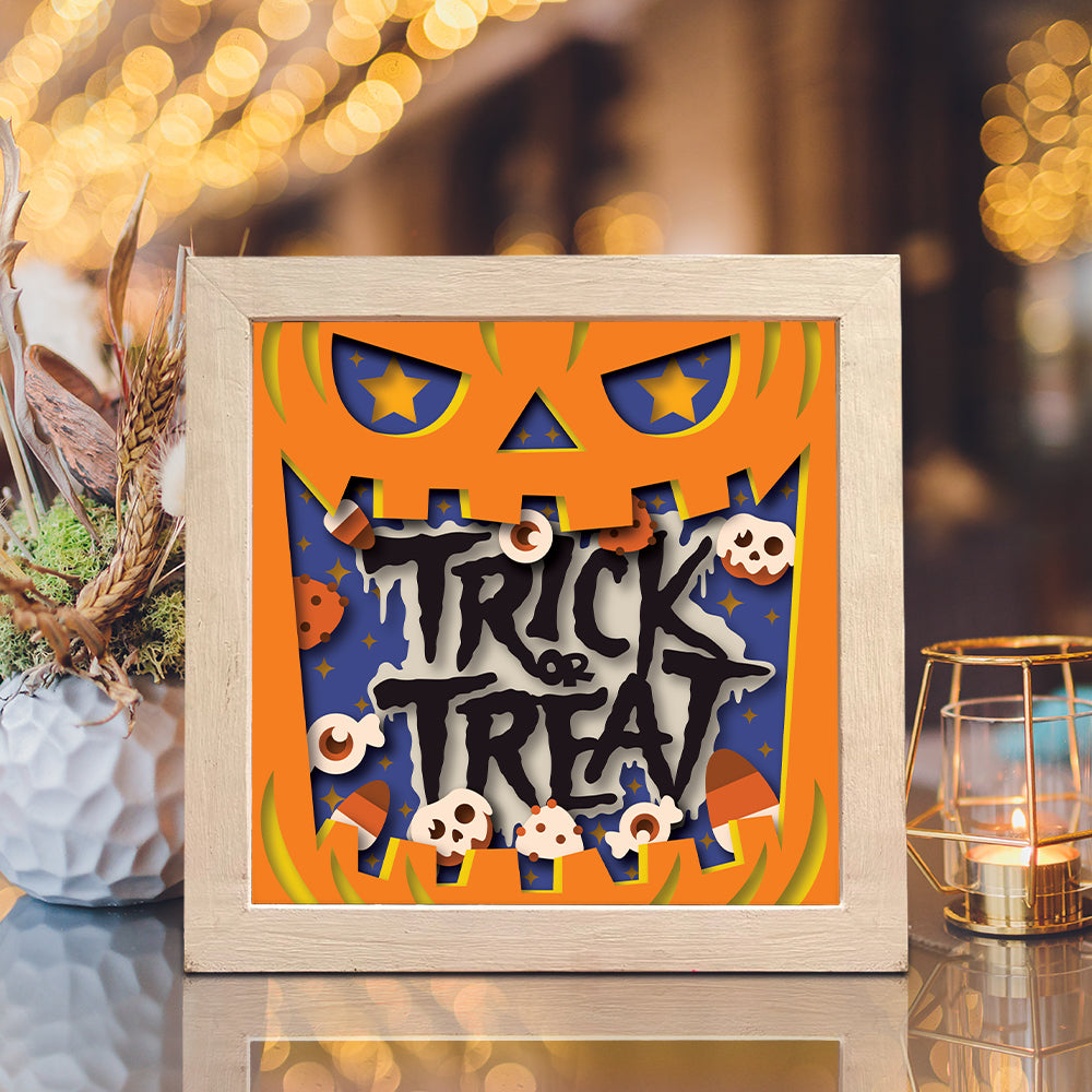 Trick Or Treat 1 – 3D Halloween Paper Cut Shadow Box File - Cricut File - (8x8 inches) -