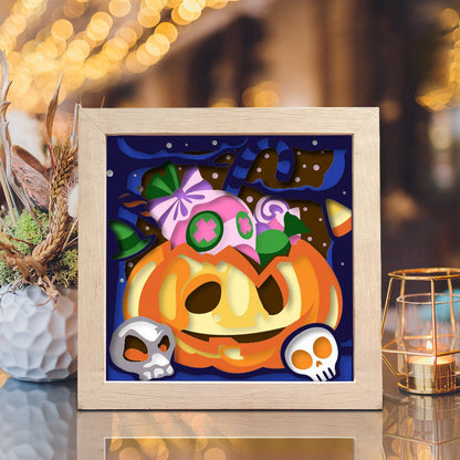 Trick Or Treat 5 – 3D Halloween Paper Cut Shadow Box File - Cricut File - (8x8 inches) -