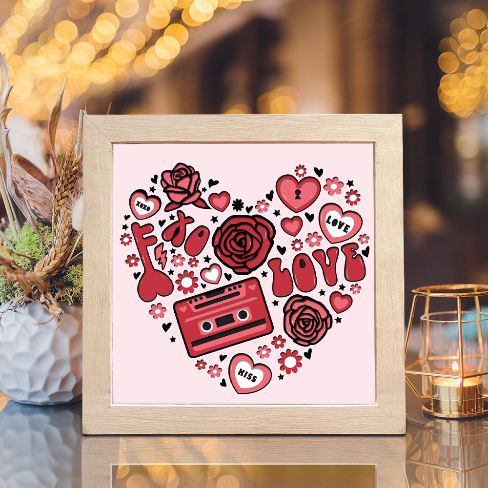 Valentine's Day – 3D Paper Cut Shadow Box File - Cricut File - (8x8 inches) -