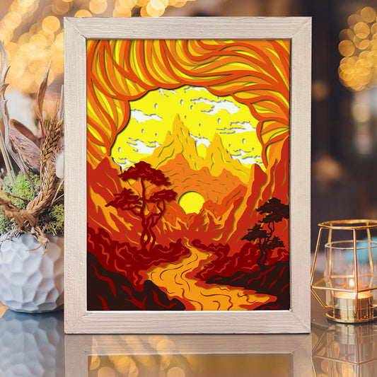 Valley – 3D Paper Cut Shadow Box File - Cricut File - (8x8 inches) -