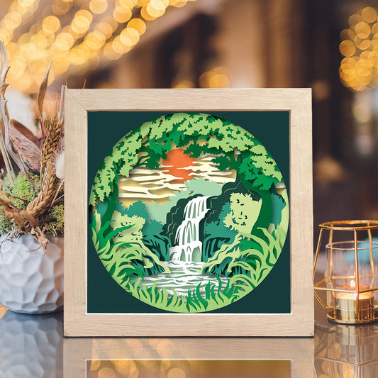 Waterfall 3 – 3D Paper Cut Shadow Box File - Cricut File - (8x8 inches) -