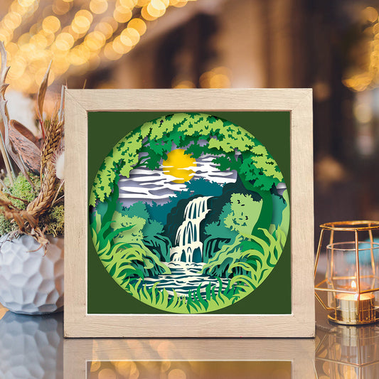 Waterfall 3 – 3D Paper Cut Shadow Box File - Cricut File - (8x8 inches) -