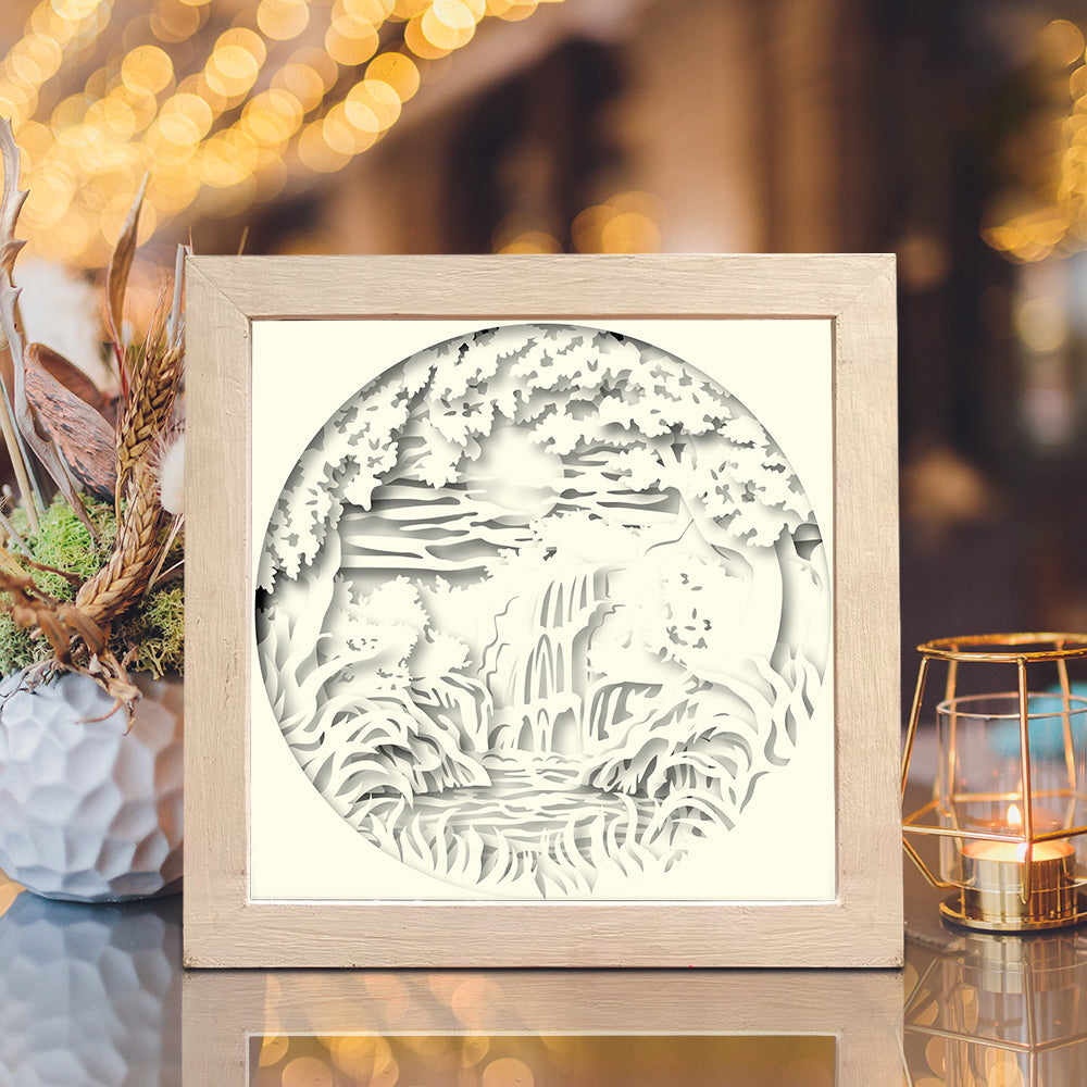 Waterfall 3 – 3D Paper Cut Shadow Box File - Cricut File - (8x8 inches) -