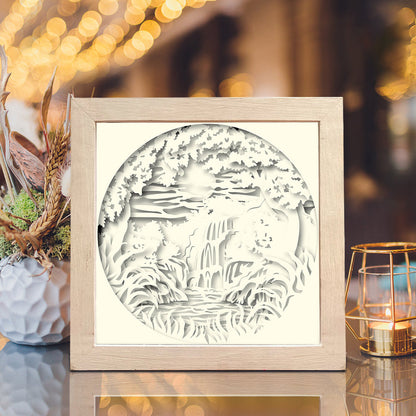 Waterfall 3 – 3D Paper Cut Shadow Box File - Cricut File - (8x8 inches) -