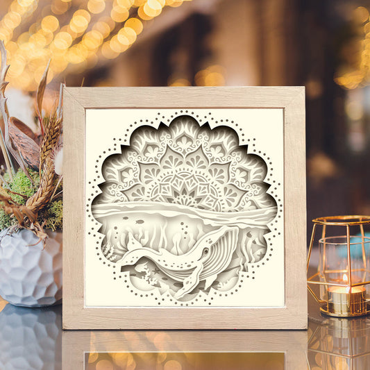 Whale Mandala – 3D Paper Cut Shadow Box File - Cricut File - (8x8 inches) -