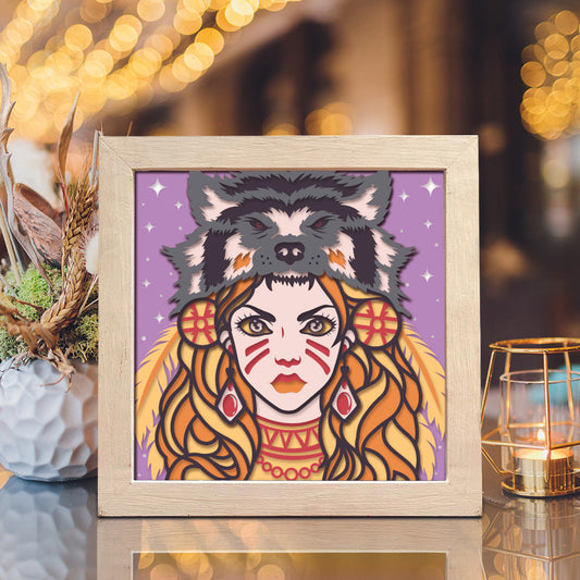 Wolf Girl – 3D Paper Cut Shadow Box File - Cricut File - (8x8 inches) -