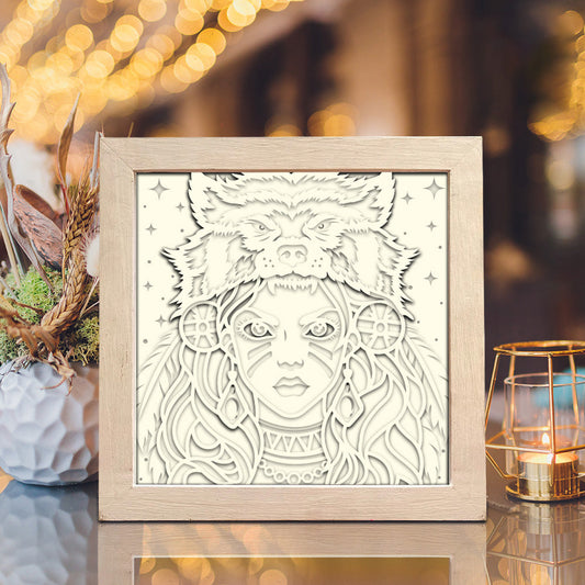 Wolf Girl – 3D Paper Cut Shadow Box File - Cricut File - (8x8 inches) -
