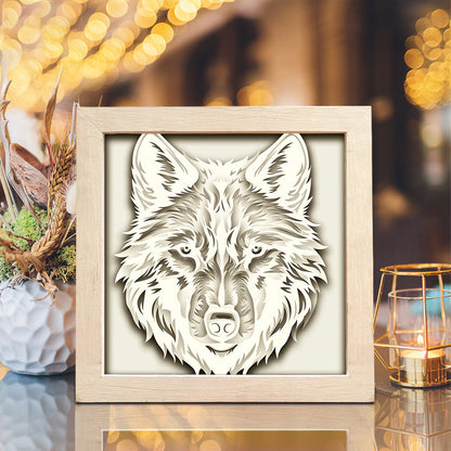 Wolf Portrait – 3D Paper Cut Shadow Box File - Cricut File - (8x8 inches) -