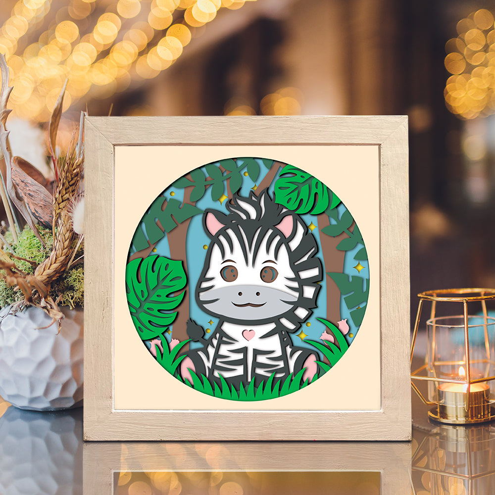 Zebra Jungle – 3D Paper Cut Shadow Box File - Cricut File - (8x8 inches) -