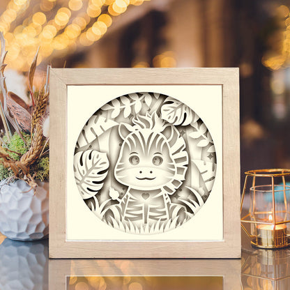 Zebra Jungle – 3D Paper Cut Shadow Box File - Cricut File - (8x8 inches) -
