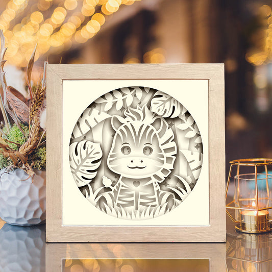 Zebra Jungle – 3D Paper Cut Shadow Box File - Cricut File - (8x8 inches) -