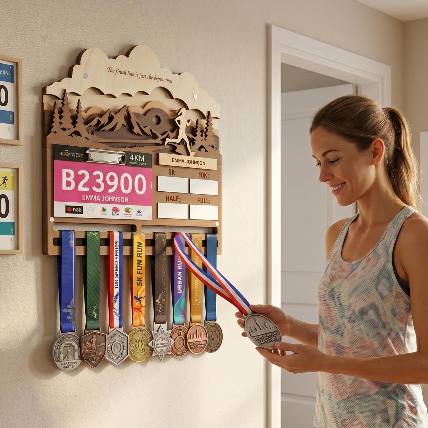 Running Medal Holder for Her – Race Bib Display & Marathon Medal Hanger