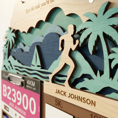 Coastal Running Medal Holder with Race Bib Display – Beach Marathon Medal Hanger