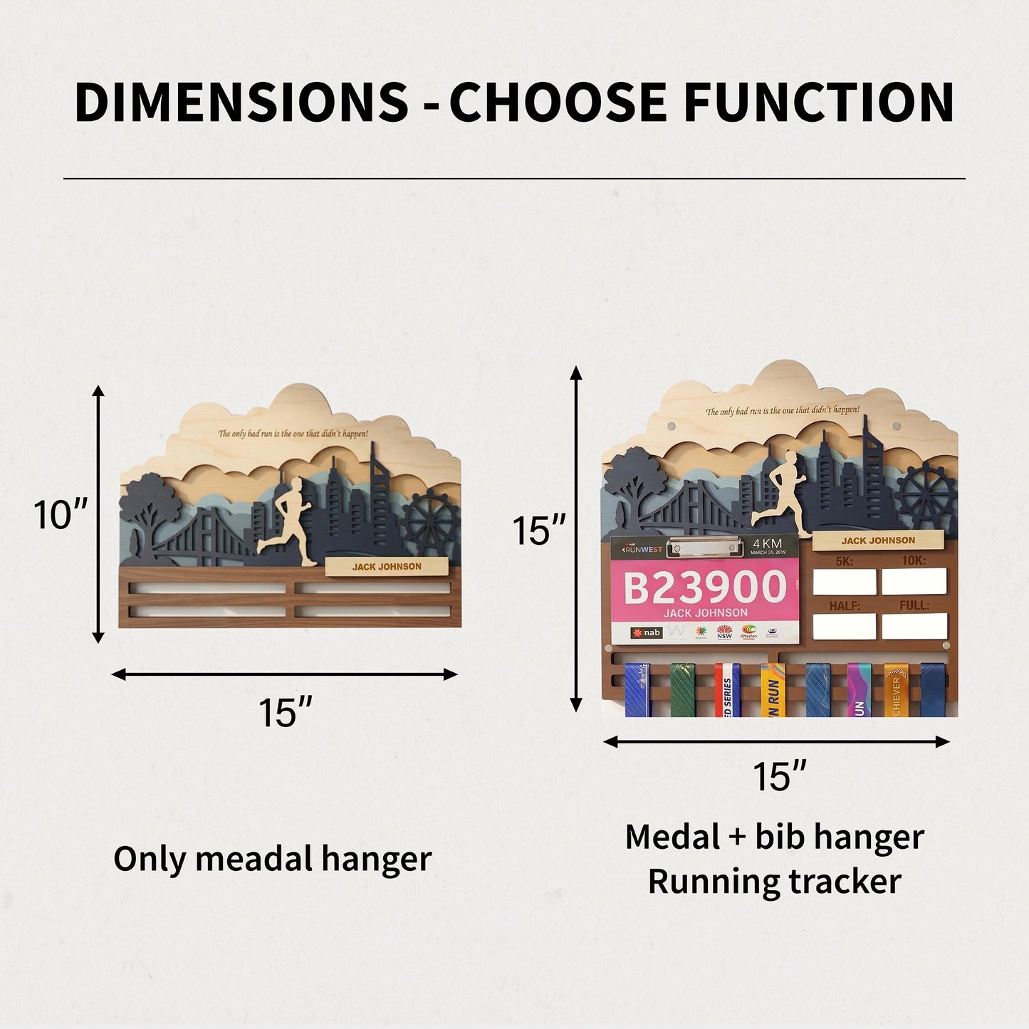 Running Medal Hanger for Him – Race Bib Display & PR Tracker