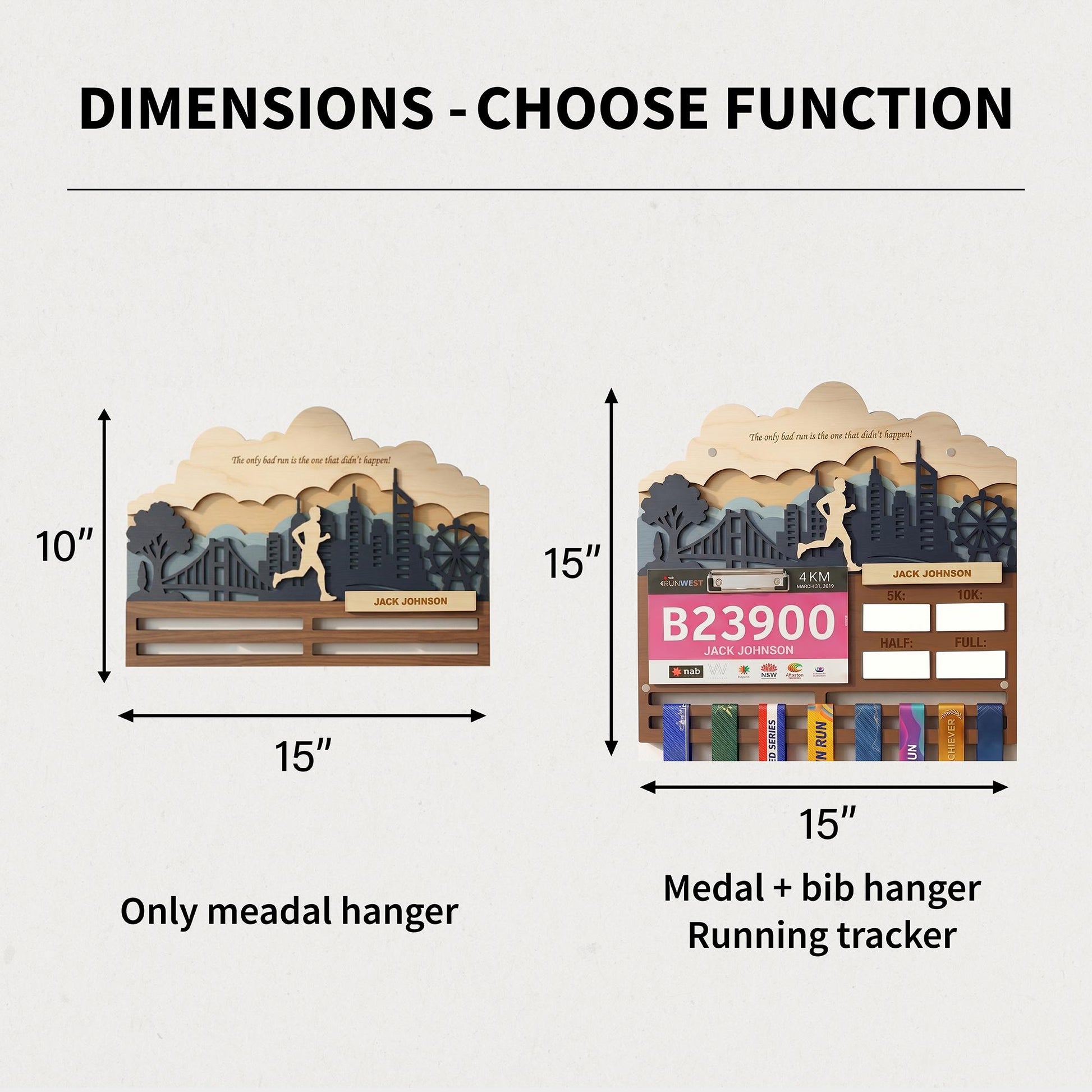 Running Medal Hanger for Him – Race Bib Display & PR Tracker