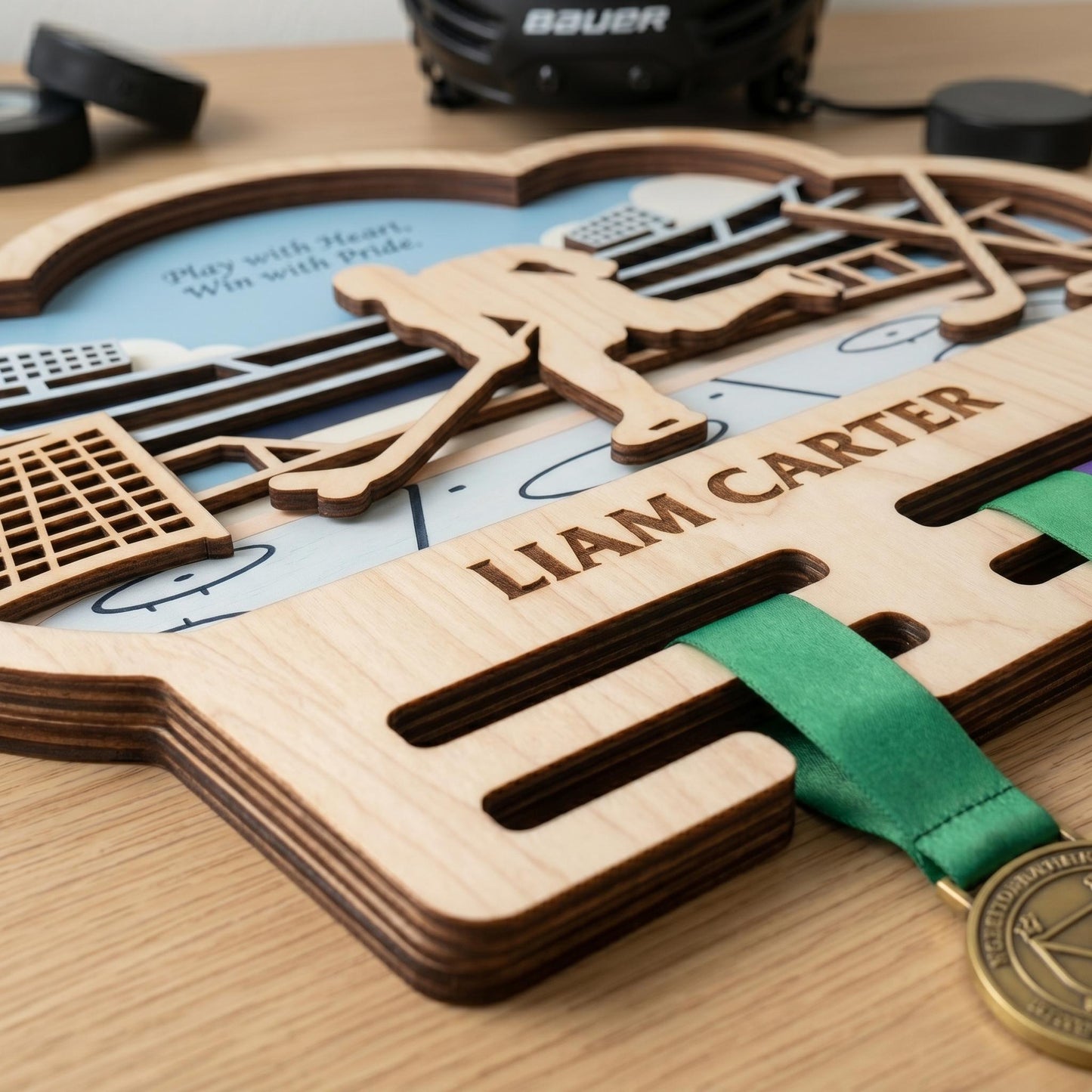 Hockey Medal Holder Personalized – Ice Hockey Medal Hanger with Name