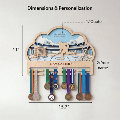 Hockey Medal Holder Personalized – Ice Hockey Medal Hanger with Name