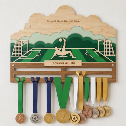 Soccer Medal Holder Personalized – Custom Football Medal Hanger with Name