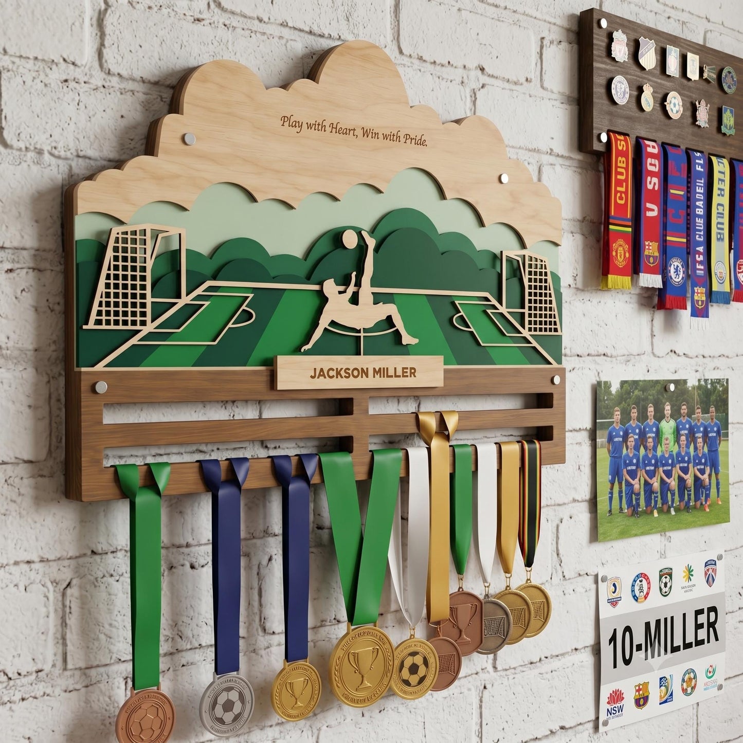 Soccer Medal Holder Personalized – Custom Football Medal Hanger with Name