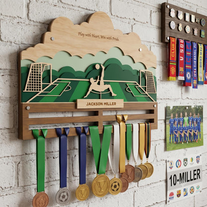 Soccer Medal Holder Personalized – Custom Football Medal Hanger with Name