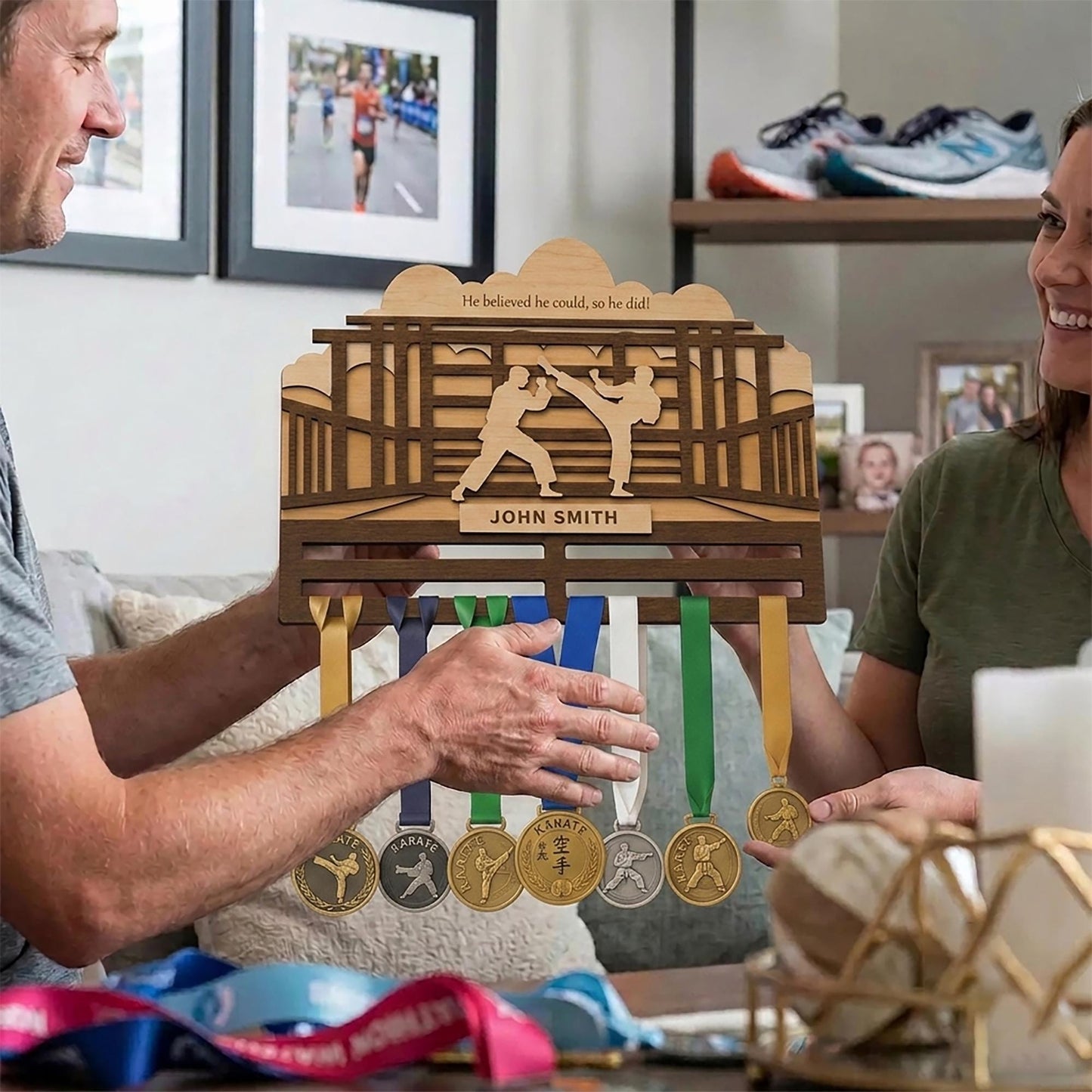 Personalized Martial Arts Medal Holder – Karate Wrestling Medal Display