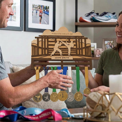 Personalized Martial Arts Medal Holder – Karate Wrestling Medal Display