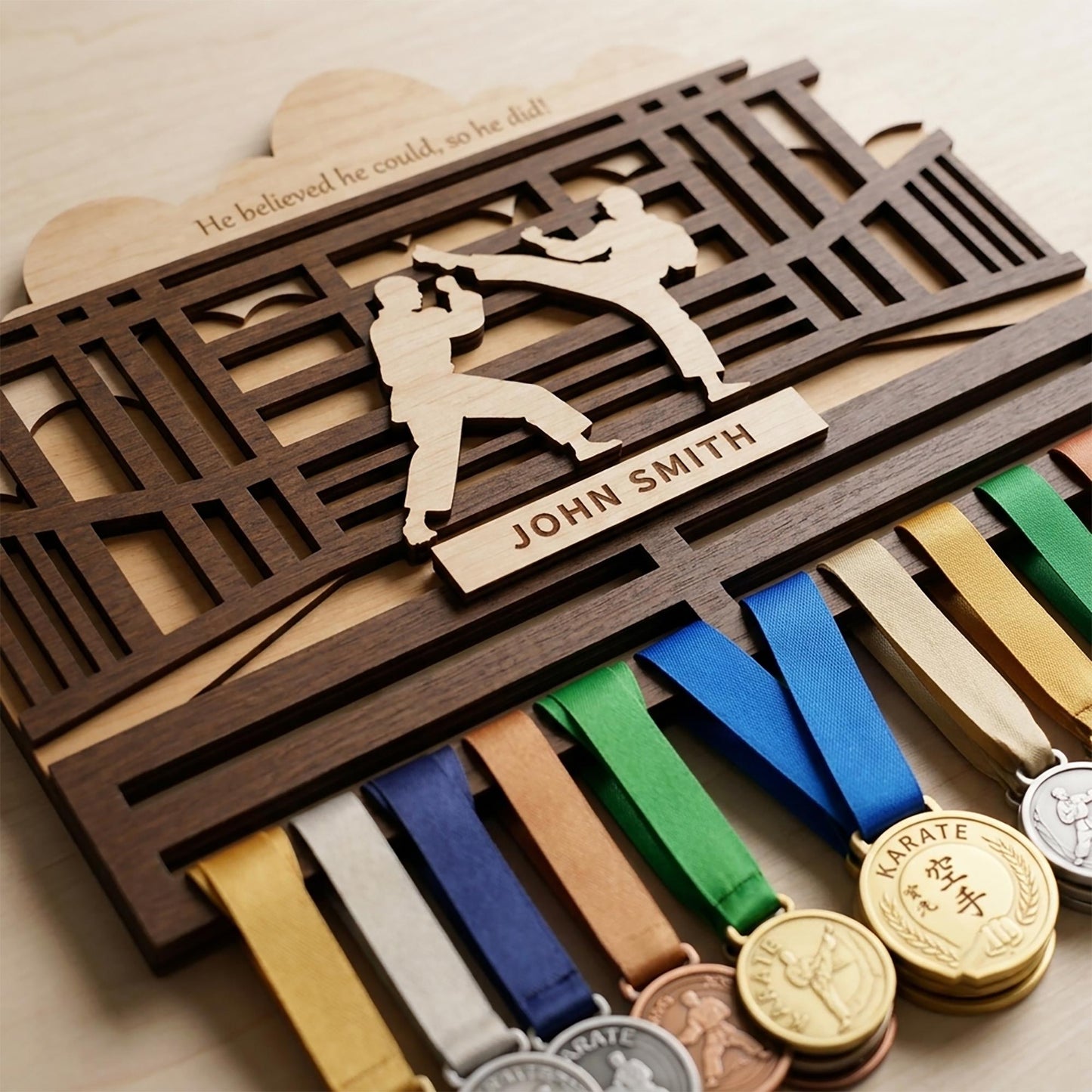 Personalized Martial Arts Medal Holder – Karate Wrestling Medal Display