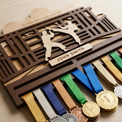Personalized Martial Arts Medal Holder – Karate Wrestling Medal Display