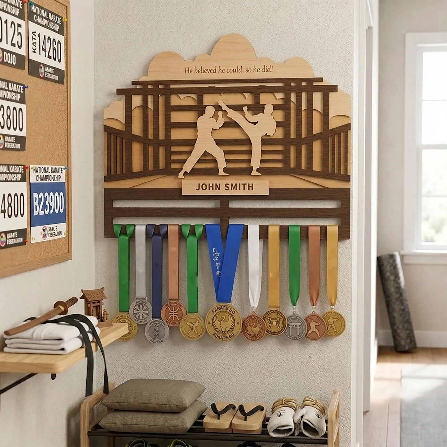 Personalized Martial Arts Medal Holder – Karate Wrestling Medal Display