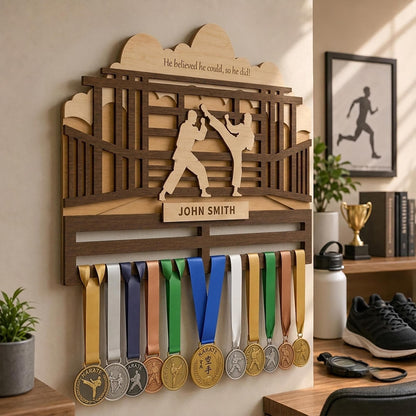 Personalized Martial Arts Medal Holder – Karate Wrestling Medal Display