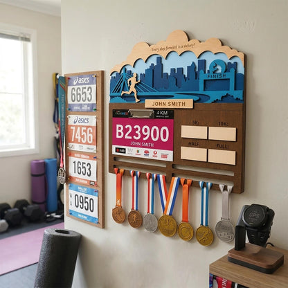 Boston 26.2 Runner Medal Holder – Race Bib Display & PR Tracker