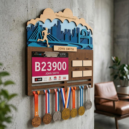 Boston 26.2 Runner Medal Holder – Race Bib Display & PR Tracker