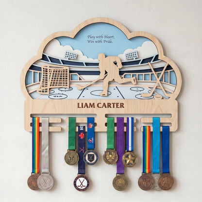 Hockey Medal Holder Personalized – Ice Hockey Medal Hanger with Name