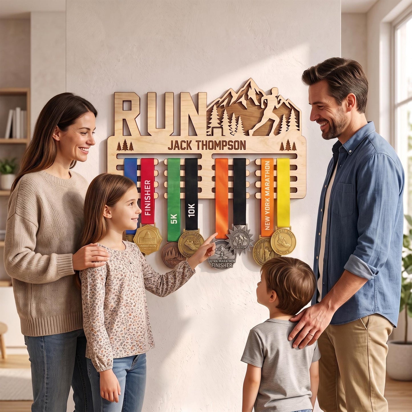 Rustic Wood Running Medal Hanger – Personalized Race Medal Display